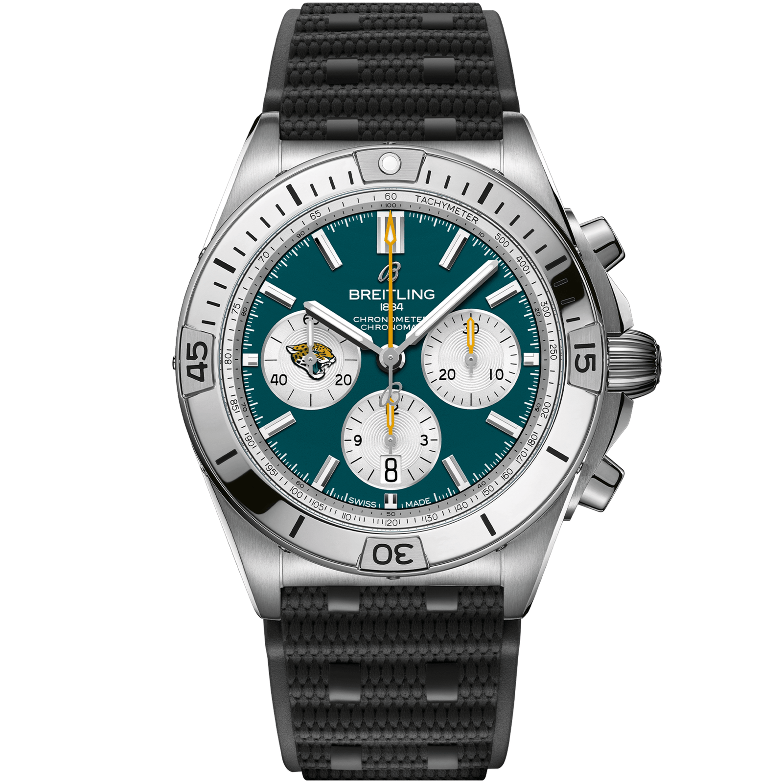 Chronomat_B0142_AB01342B1L3S1_RUBBER_JACKSONVILLE_JAGUARS_DIGITAL-scaled-1.png Chronomat B01 42 NFL Jacksonville Jaguars Edition AB01342B1L3S1 - 图片 1