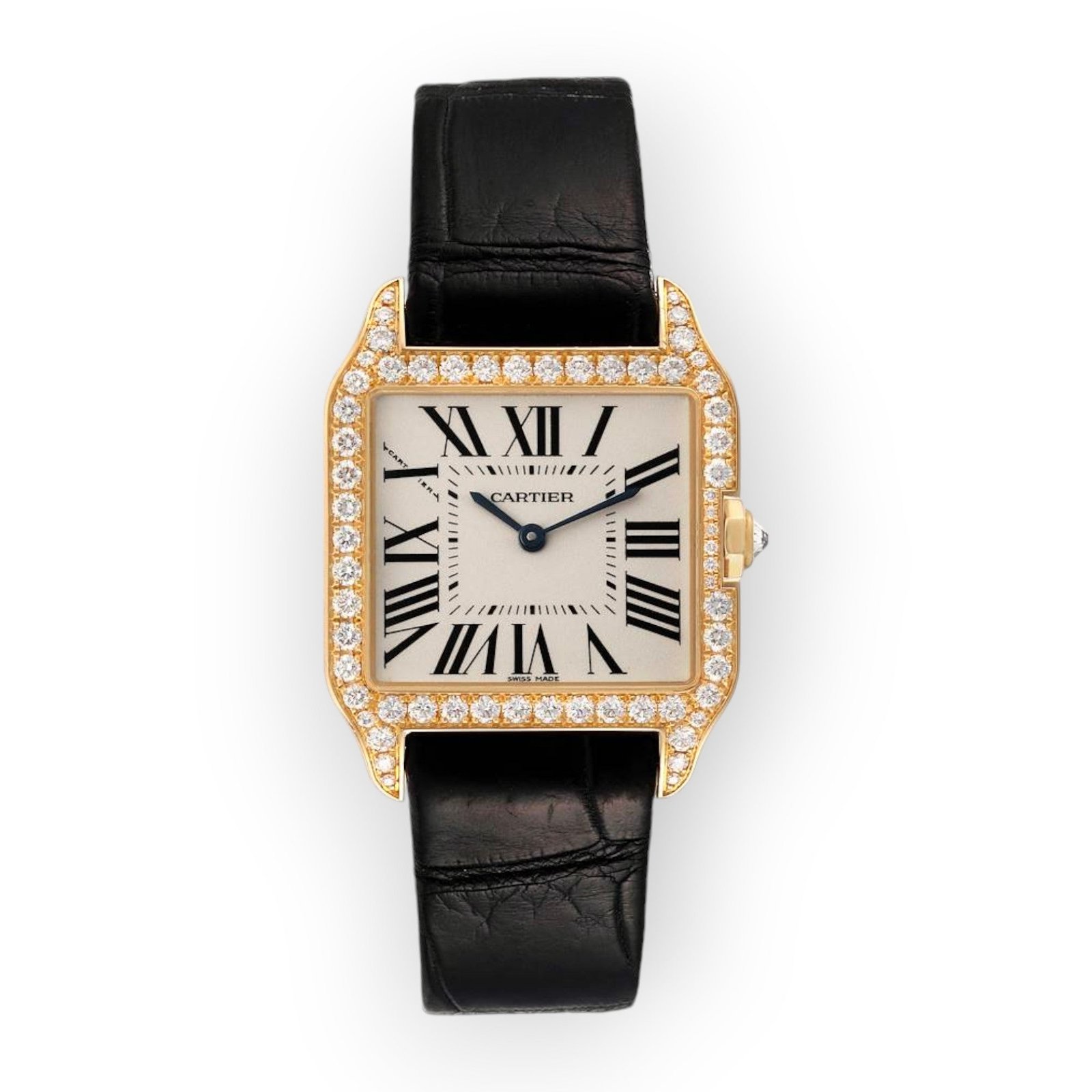 Pre-Owned-Cartier-Santos-Dumont-Yellow-Gold-WH100351-Silver-Dial-Wpmens-Watch-JD-Watches-NY.jpg Cartier Santos Dumont Yellow Gold WH100351 Silver Dial Women's Watch - 图片 1