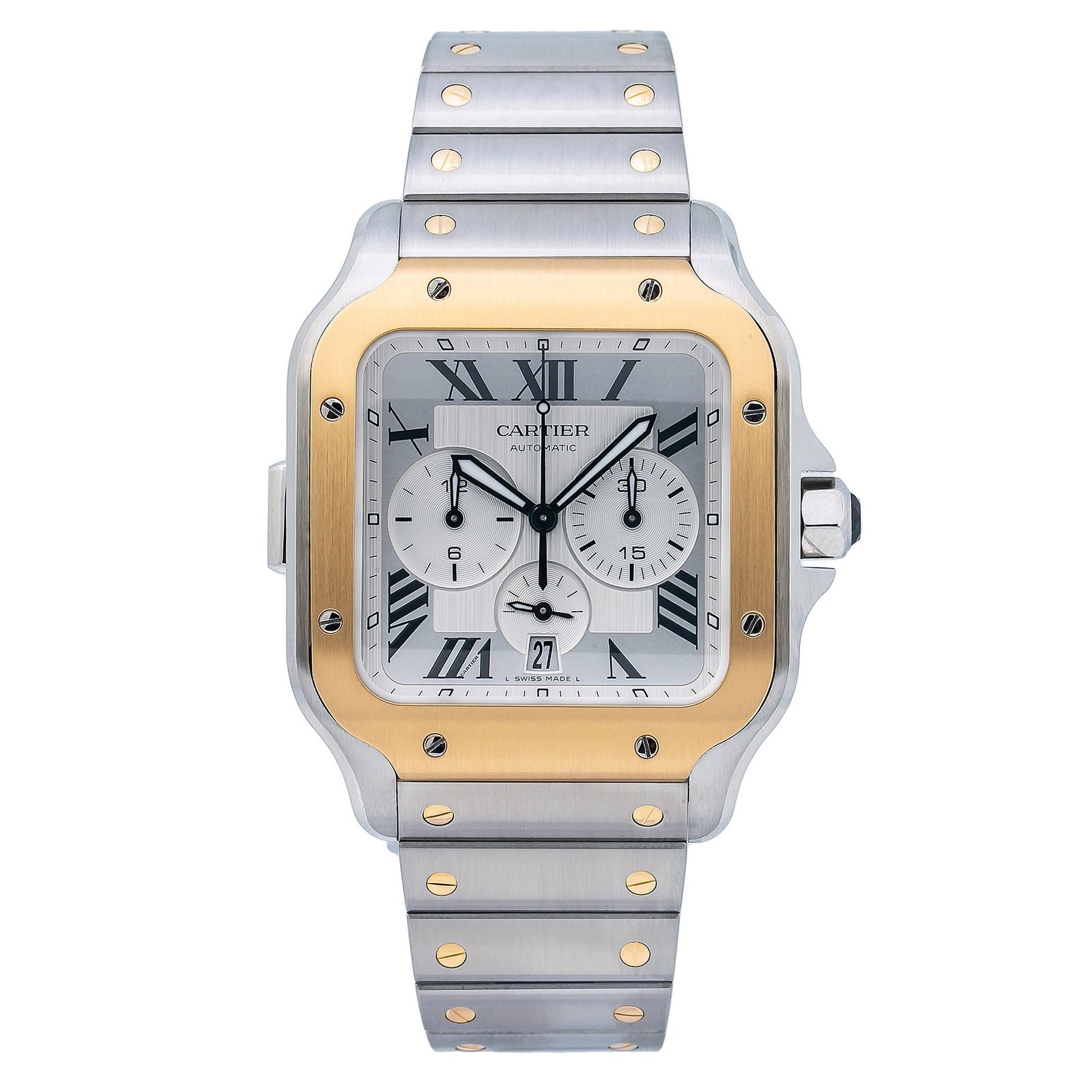 Pre-Owned-Cartier-Santos-W2SA0008-43mm-White-Dial-With-Two-Tone-Bracelet-JD-Watches-NY.jpg Cartier Santos W2SA0008 43mm White Dial With Two Tone Bracelet - 图片 1