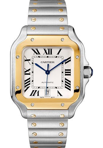 Pre-Owned-Cartier-Santos-de-Cartier-W2SA0009-39_8mm-Silvered-Opaline-Dial-With-Yellow-Gold-Bezel-JD-Watches-NY.jpg Cartier Santos de Cartier W2SA0009 39.8mm Silvered Opaline Dial With Yellow Gold Bezel - 图片 1