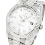 Rolex 18K White 41mm Gold Day-Date II with Silver Baguette and Diamond Dial, President Braclet - 图片 2