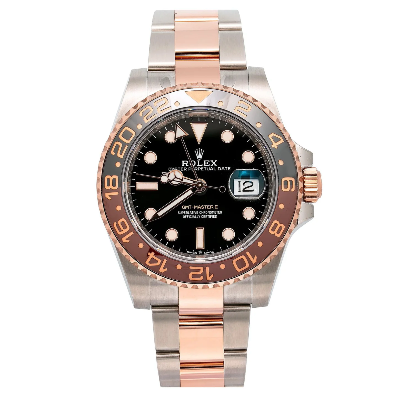Pre-Owned-Rolex-GMT-Master-II-Two-Tone-Everose-Rolesor-with-Black-Dial-and-BrownBlack-Ceramic-Bezel-Ref_-126711CHNR-Root-Beer-JD-Watches-NY.png Rolex GMT-Master II – Two-Tone Everose Rolesor with Black Dial and Brown/Black Ceramic Bezel Ref. 126711CHNR “Root Beer” - 图片 1