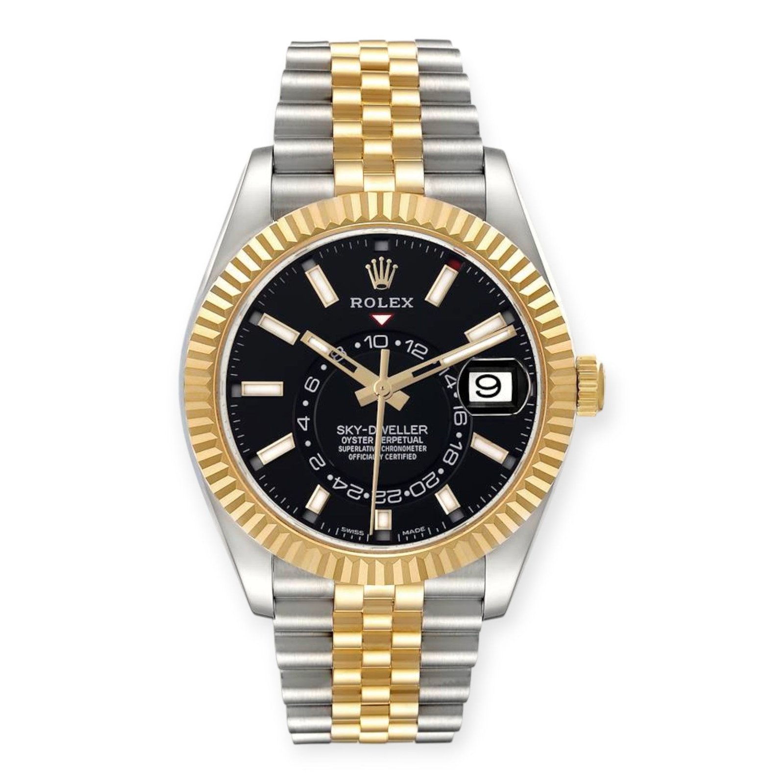 Pre-Owned-Rolex-Sky-Dweller-Stainless-Steel-and-Yellow-Gold-Jubilee-Bracelet-Black-Dial-326933-JD-Watches-NY.jpg Rolex Sky Dweller Stainless Steel and Yellow Gold Jubilee Bracelet Black Dial 326933 - 图片 1