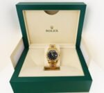 Rolex Day-Date II Yellow Gold 41mm Black Roman Fluted President Bracelet 218238 - 图片 2