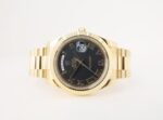 Rolex Day-Date II Yellow Gold 41mm Black Roman Fluted President Bracelet 218238 - 图片 3